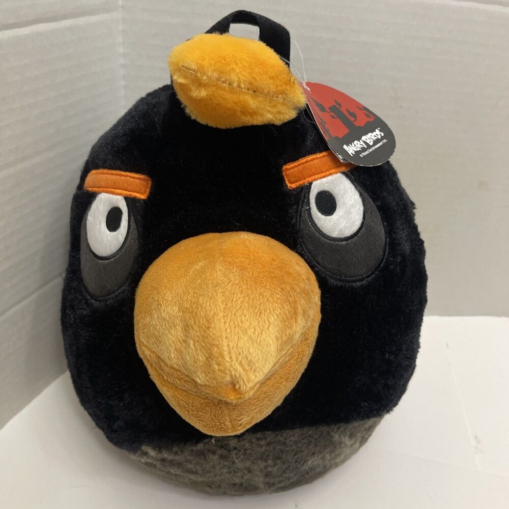 Angry Birds Rovio Plush Black Bomb Backpack Bag Zipper Stuffed Animal 17"